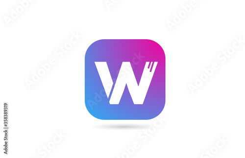 Free Download square W alphabet letter logo for company and business. Pink blue colour template for corporate identity - GFXLoad