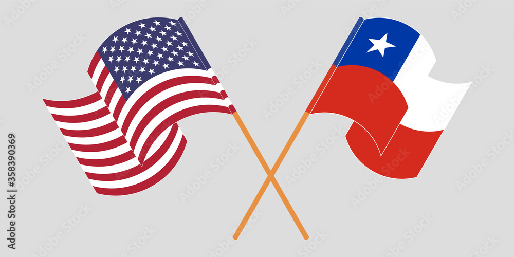 Crossed flags of Chile and the USA Crossed flags of Chile and the USA