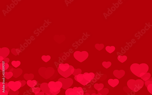 Valentine day red hearts on red background.