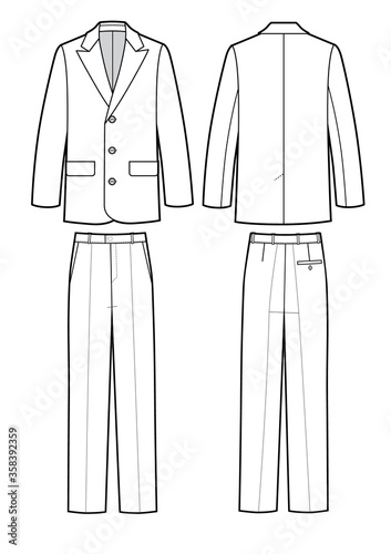 Classic business suit for men. Jacket and trousers. Uniform.