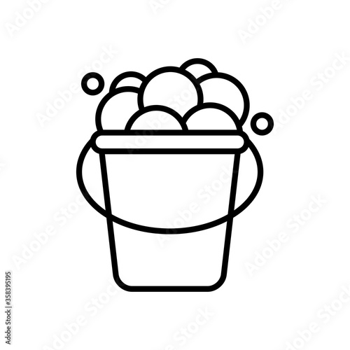 cleaning bucket with soapy water, line style