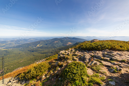 Fototapeta Naklejka Na Ścianę i Meble -  Hiking trail in Beskid Mountains in Poland