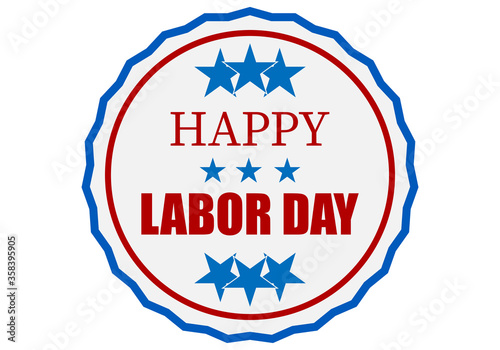 Etiqueta rojo y azul por el día laboral de Estados Unidos de América.