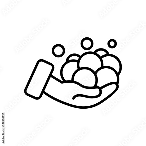 hand with soapy water, line style