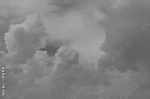sky with clouds in summer. Black and white