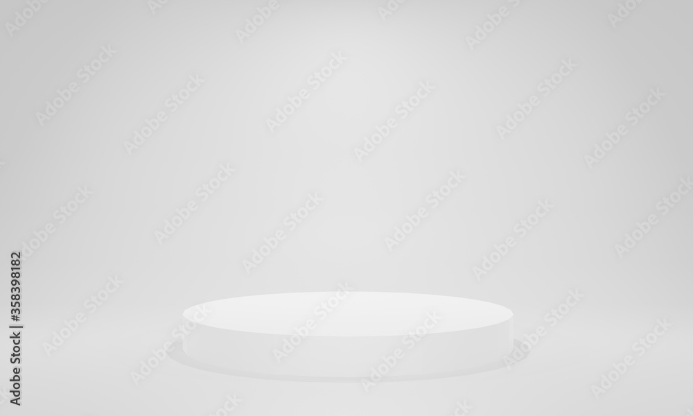 3D rendering of blank, circular, flat podium or pedestal against a lit, white background in a showroom. Great template for exhibitions, product showcases, presentations, advertising and promotions. 3D rendering of blank, circular, flat podium or pedestal against a lit, white background in a showroom. Great template for exhibitions, product showcases, presentations, advertising and promotions.