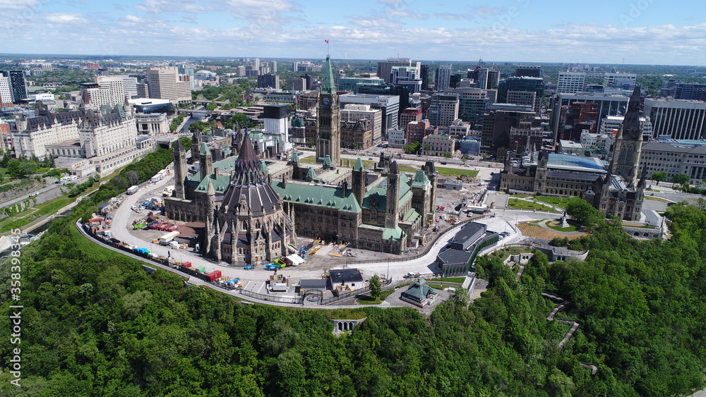 Aerial/Drone Photo of Parliament Hill & Downtown - obrazy, fototapety, plakaty 