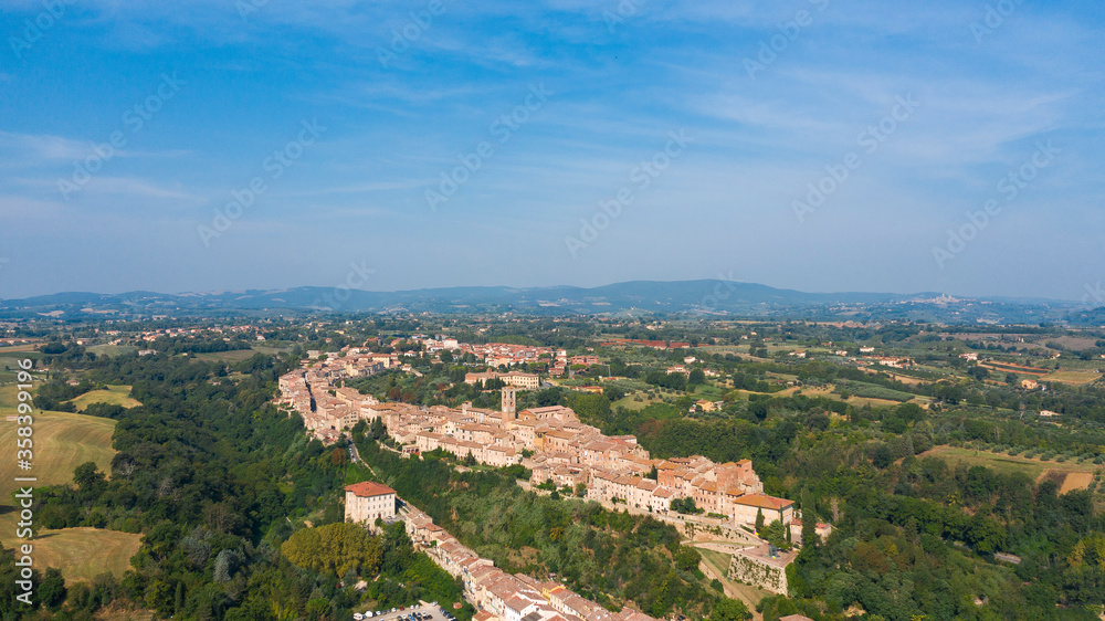 aerial view of the medieval town of colle di val d'elsa siena Tuscany