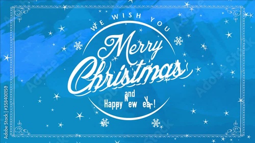 freeze leisure associate reception postcard with white christmas and new period message over background painted blue