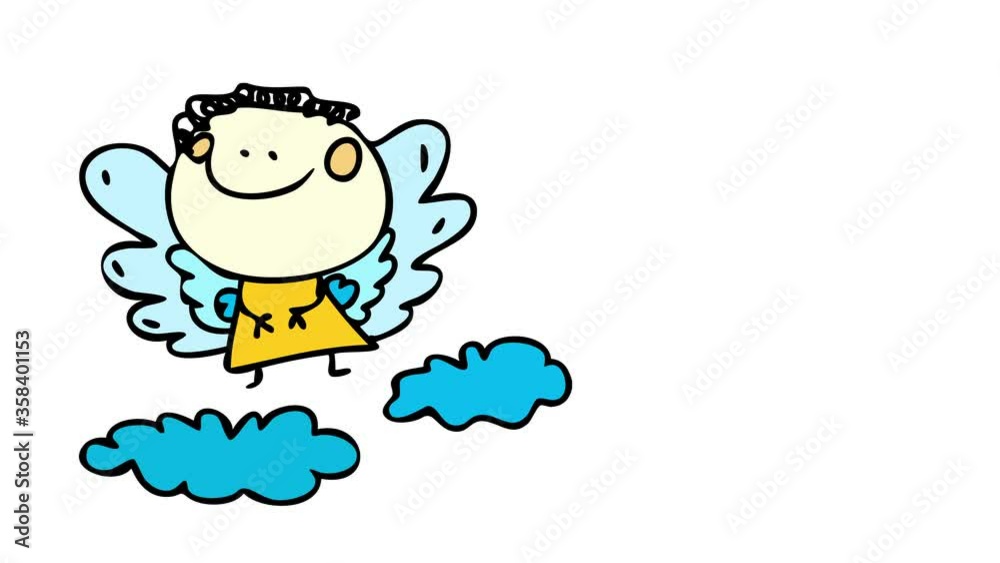 baby angel wearing yellow robe with big layered wings and standing on fluffy clouds representing peaceful creature sent by god to help humans on earth baby angel wearing yellow robe with big layered wings and standing on fluffy clouds representing peaceful creature sent by god to help humans on earth