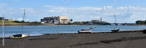 Looking over the sea at BAE systems in Barrow in furness
