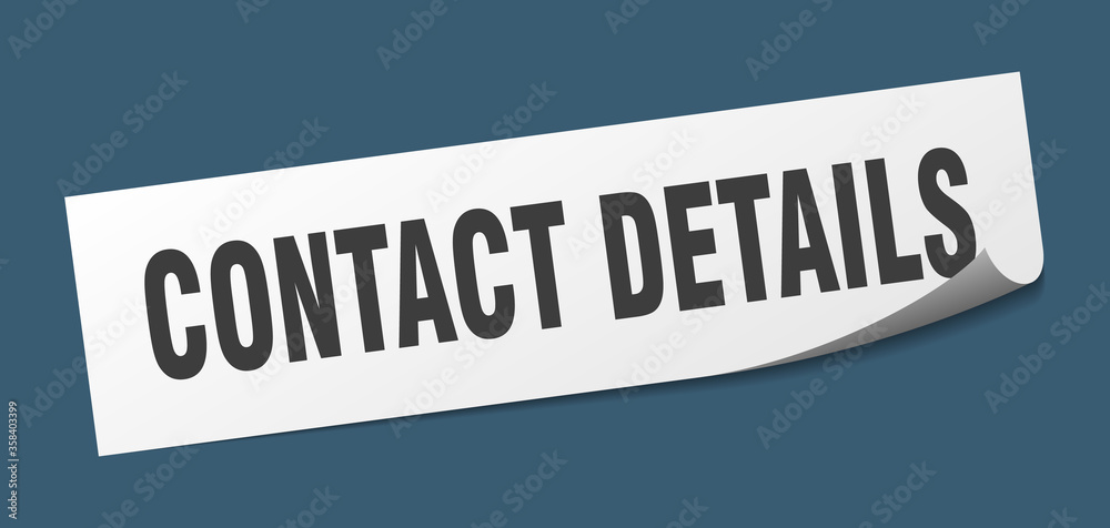 contact details sticker. contact details square isolated sign. contact details label