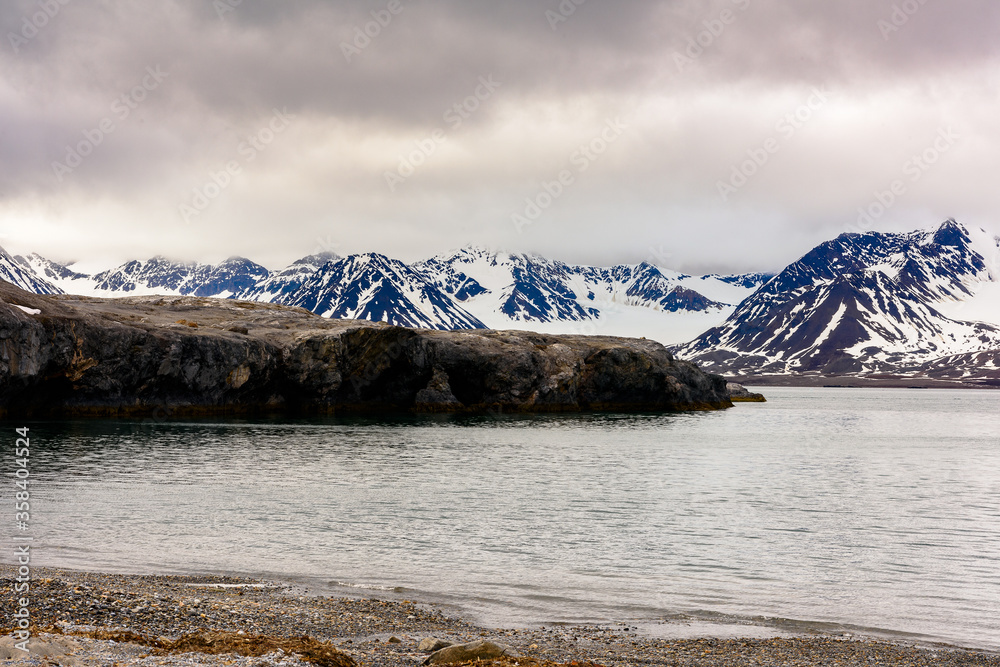Nature of New London mining settlement, Svalbard archipelago