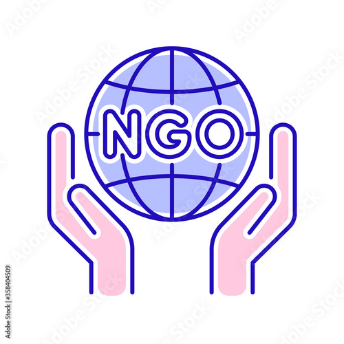 NGO organization color line icon. Non profit community. Pictogram for web page, mobile app, promo. 