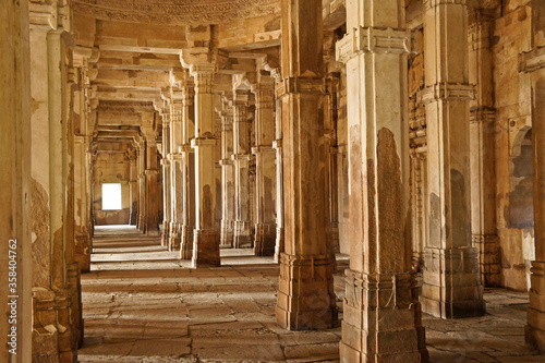 Interior of Jami Masjid (Grand Mosque), Champaner-Pavagadh Archaeological Park, Gujarat, India photo