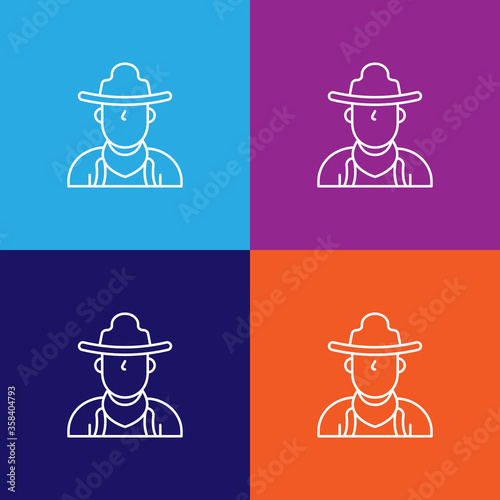 cowboy western men outline icon. Elements of independence day illustration icon