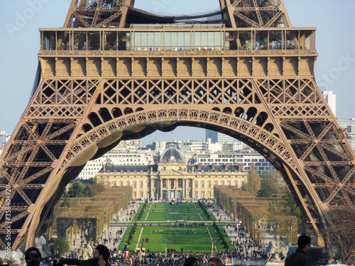 Champ du Mars and  École Militaire viewed through the arch of the Eiffel Tower © Nigel Wiggins
