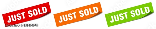 just sold sticker. just sold square isolated sign. just sold label