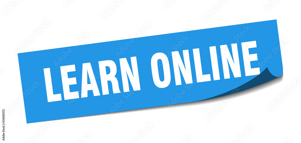learn online sticker. learn online square isolated sign. learn online label