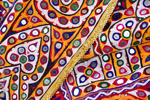 Mirrored embroidery work typical of the Aahir tribe in Gujarat, India photo