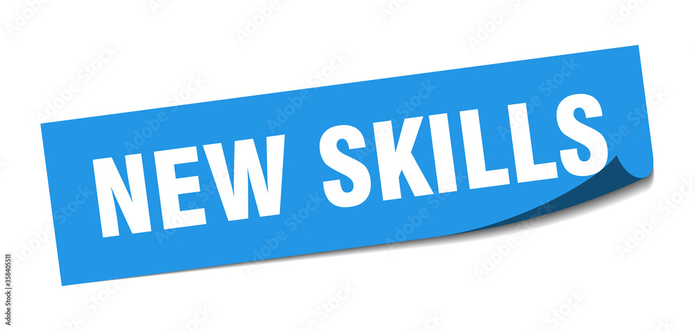 new skills sticker. new skills square isolated sign. new skills label