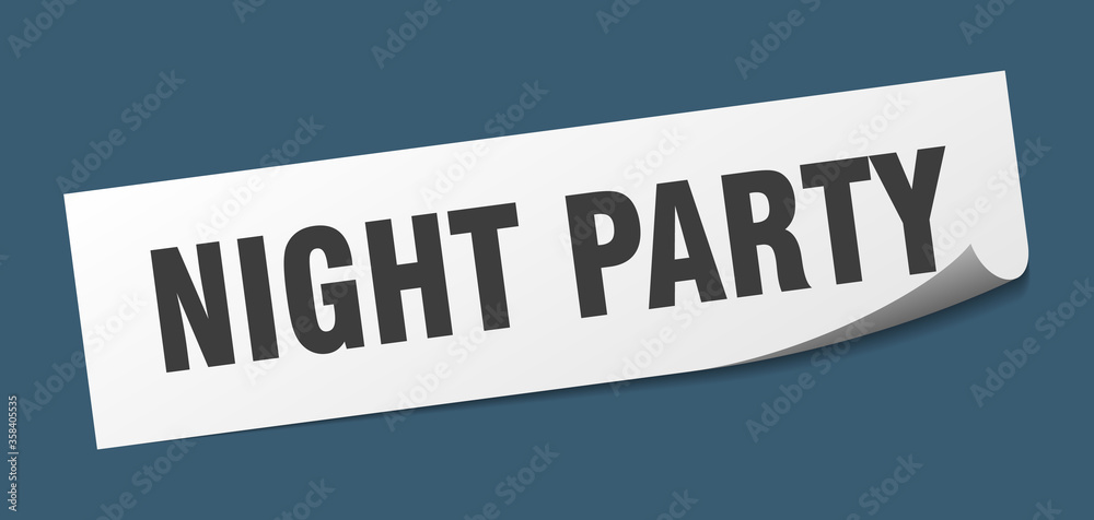 night party sticker. night party square isolated sign. night party label