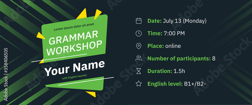 Abstract poster vector template e-mail, party, workshop, event, webinar, conference