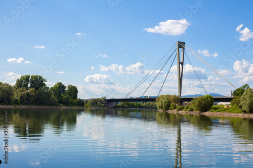 motorway bridge over the river Donau near the estuary of the river Isar