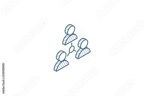 people group, community, network isometric icon. 3d line art technical drawing. Editable stroke vector