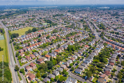 Bild auf Leinwand Aerial drone photo of a typical British housing estate located in the town of Bo