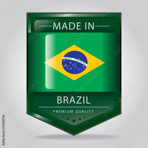 Made in BRAZIL Seal, BRAZILIAN National Flag (Vector Art)
