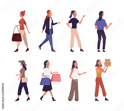 group of young women in shopping day