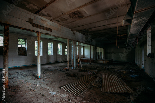 Old abandoned industrial building interior