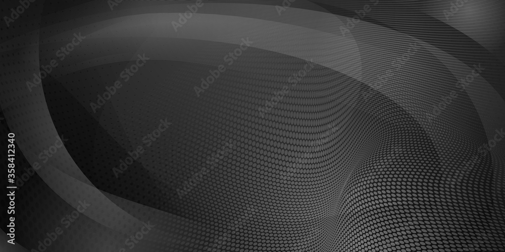 Abstract background made of halftone dots and curved lines in black and gray colors Abstract background made of halftone dots and curved lines in black and gray colors