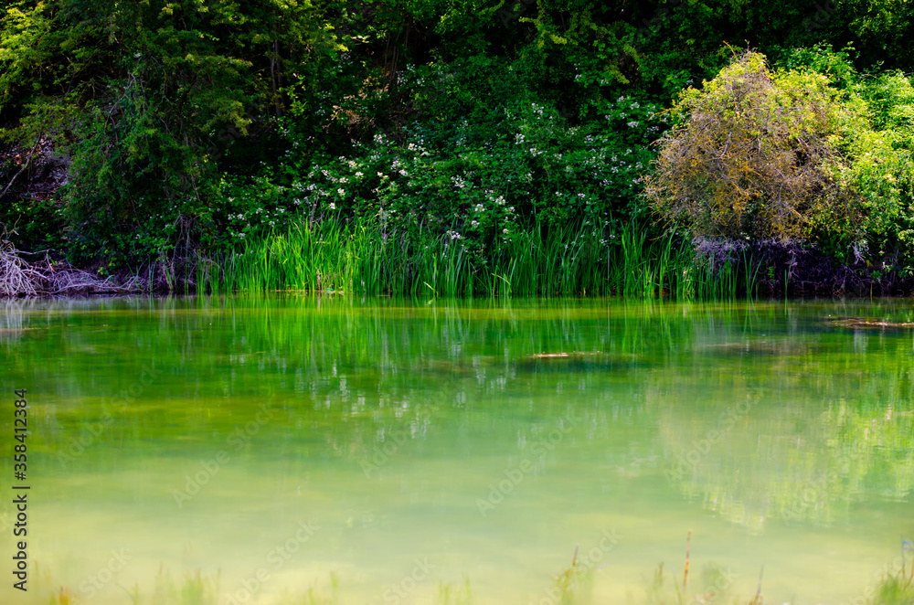 Beautiful abstract landscape of Houghton Regis Quarry's Lake in Bedfordshire.