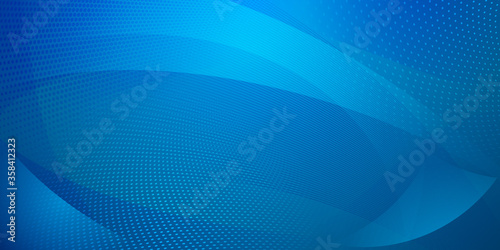 Abstract background made of halftone dots and curved lines in light blue colors
