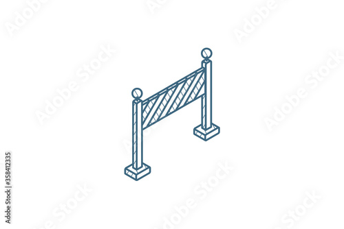 fence light construction isometric icon. 3d line art technical drawing. Editable stroke vector