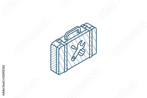 Toolbox isometric icon. 3d line art technical drawing. Editable stroke vector
