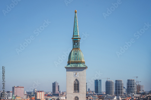 Bratislava church tower with a crown on the tip. © Irving Sandoval