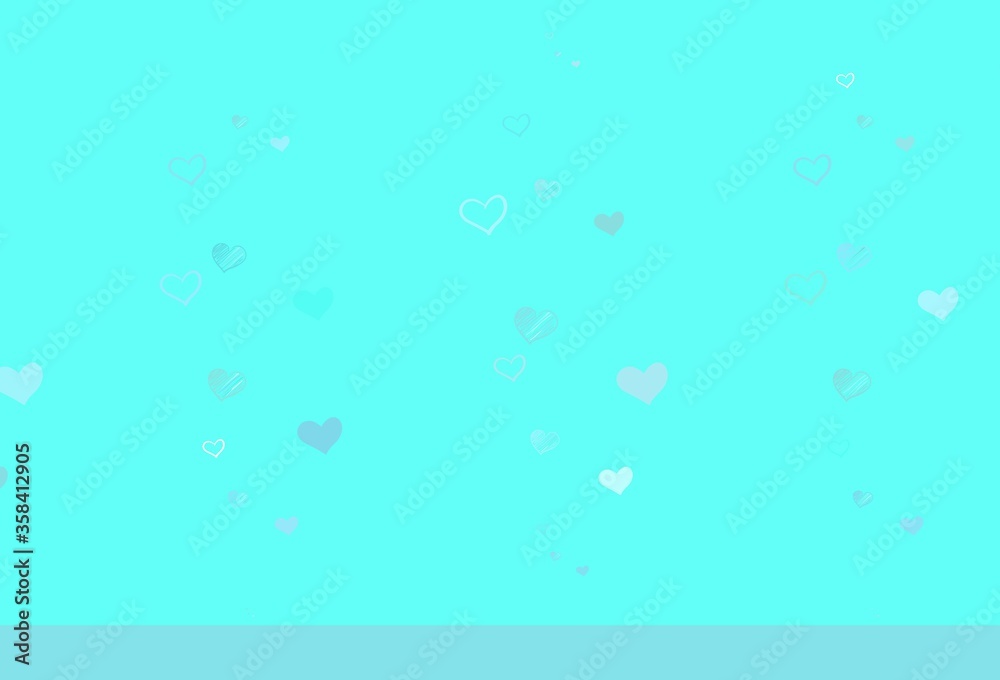 Light Green vector backdrop with sweet hearts.