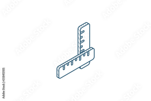 ruler isometric icon. 3d line art technical drawing. Editable stroke vector