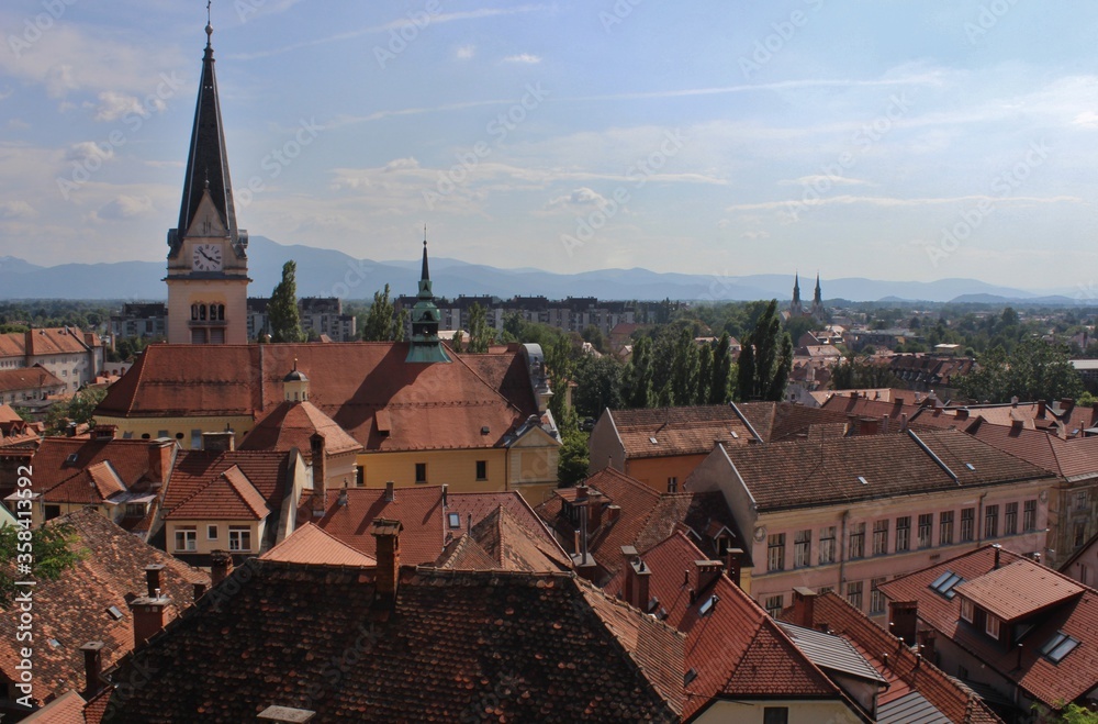 View of the old town of Ljubljana Slovenia