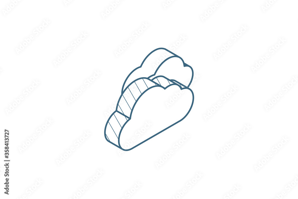 cloudy weather isometric icon. 3d line art technical drawing. Editable stroke vector cloudy weather isometric icon. 3d line art technical drawing. Editable stroke vector