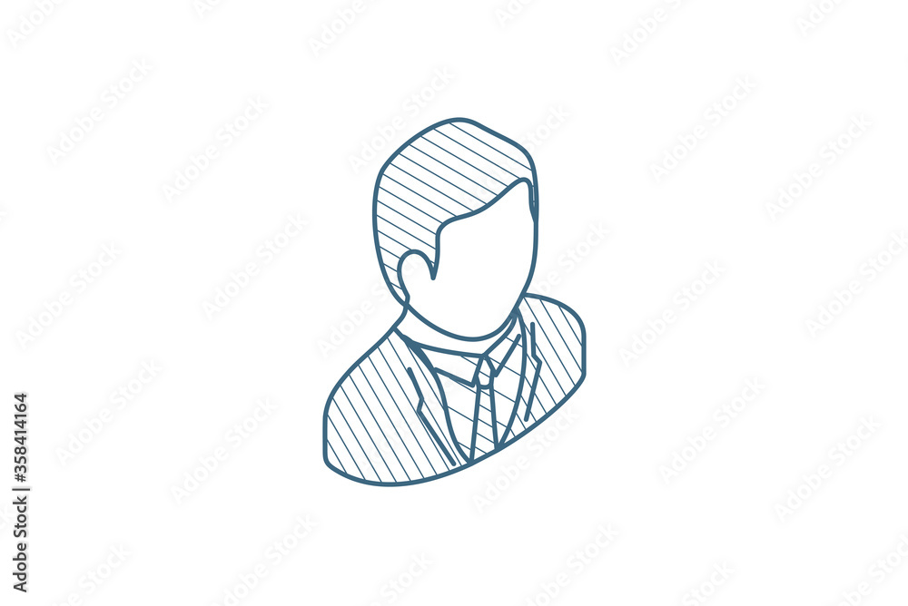 businessman avatar isometric icon. 3d line art technical drawing. Editable stroke vector businessman avatar isometric icon. 3d line art technical drawing. Editable stroke vector