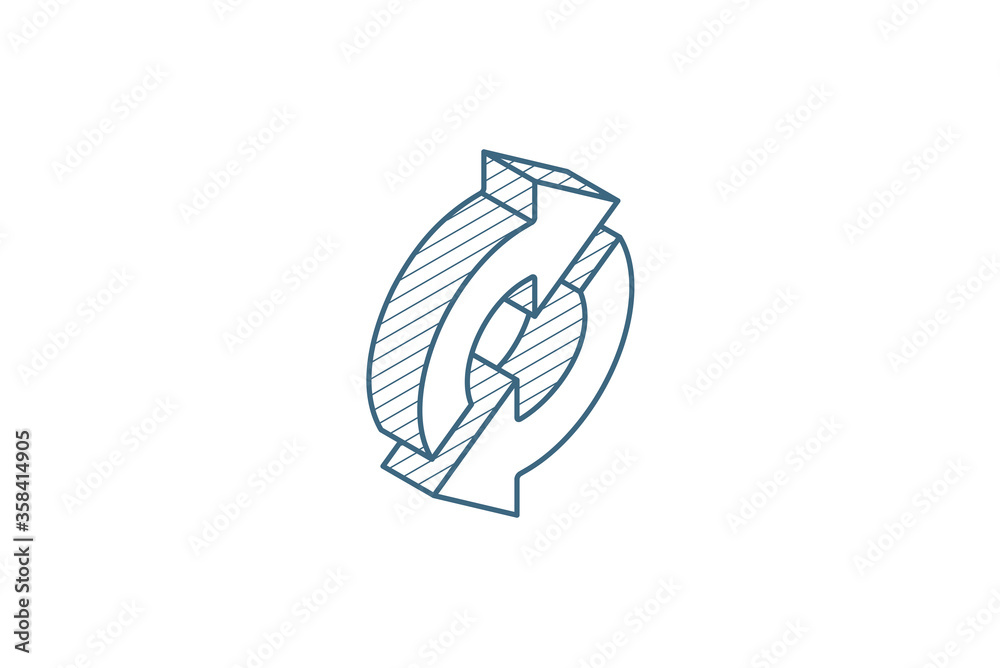 Refresh Arrows, sync, exchange isometric icon. 3d line art technical drawing. Editable stroke vector Refresh Arrows, sync, exchange isometric icon. 3d line art technical drawing. Editable stroke vector