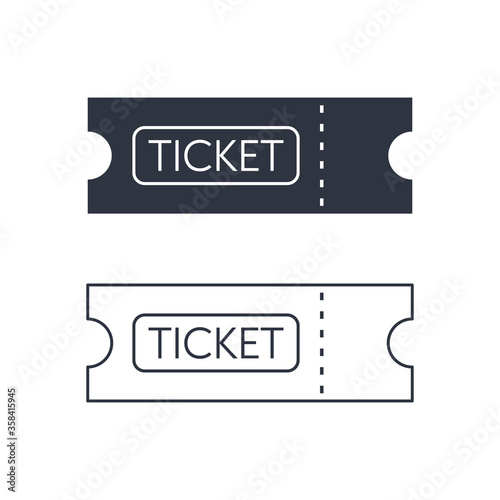 ticket icon. vector symbol on white background in flat line style