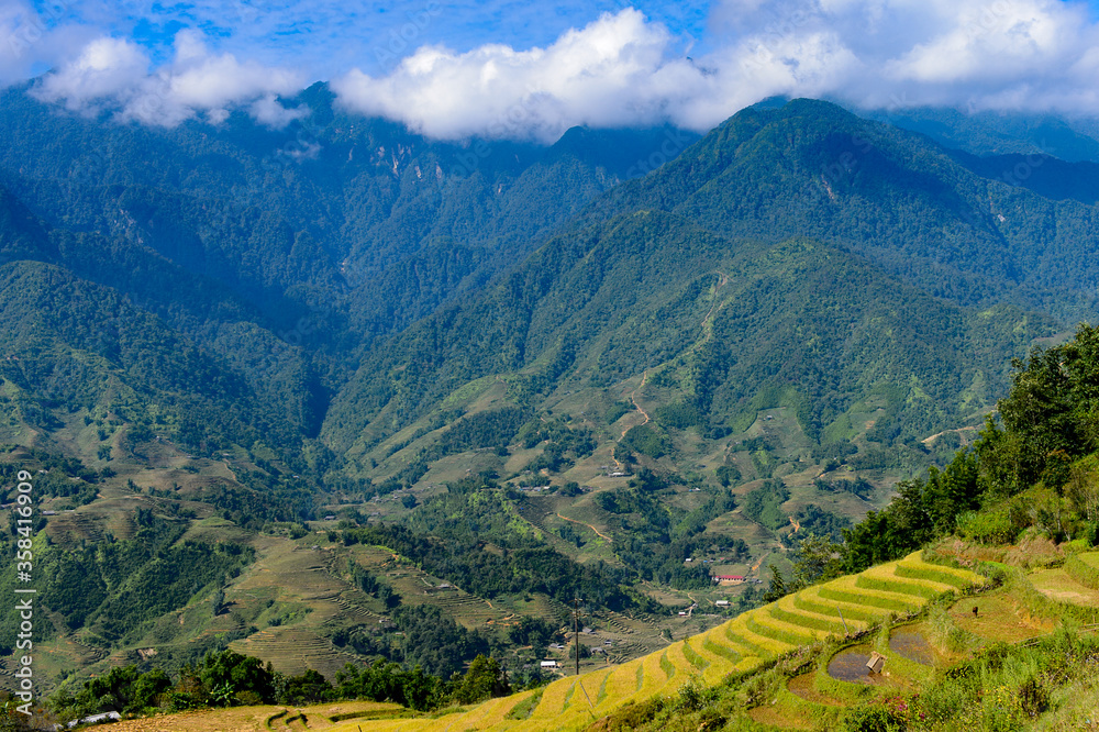 It's Rice terraces on the mountain hills in the Northern Vietnam