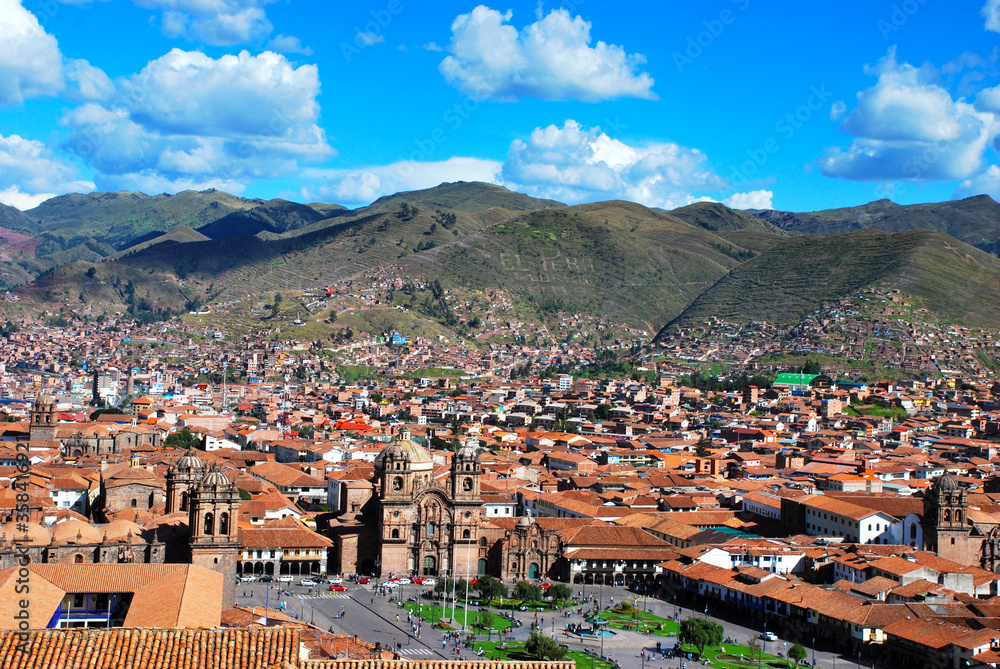 aerial view of the city of Cusco, Peru