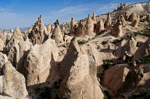 Erosion-sculpted tuff formations in Devrent Valley (Imagination Valley, Pink Valley), Cappadocia, Turkey