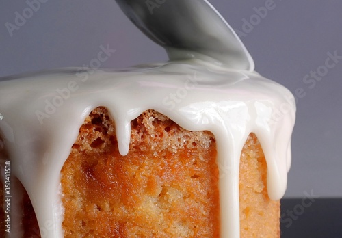 homemade orange cake  overflowing topping
